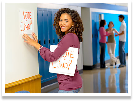 Photo of a student running for a school government office